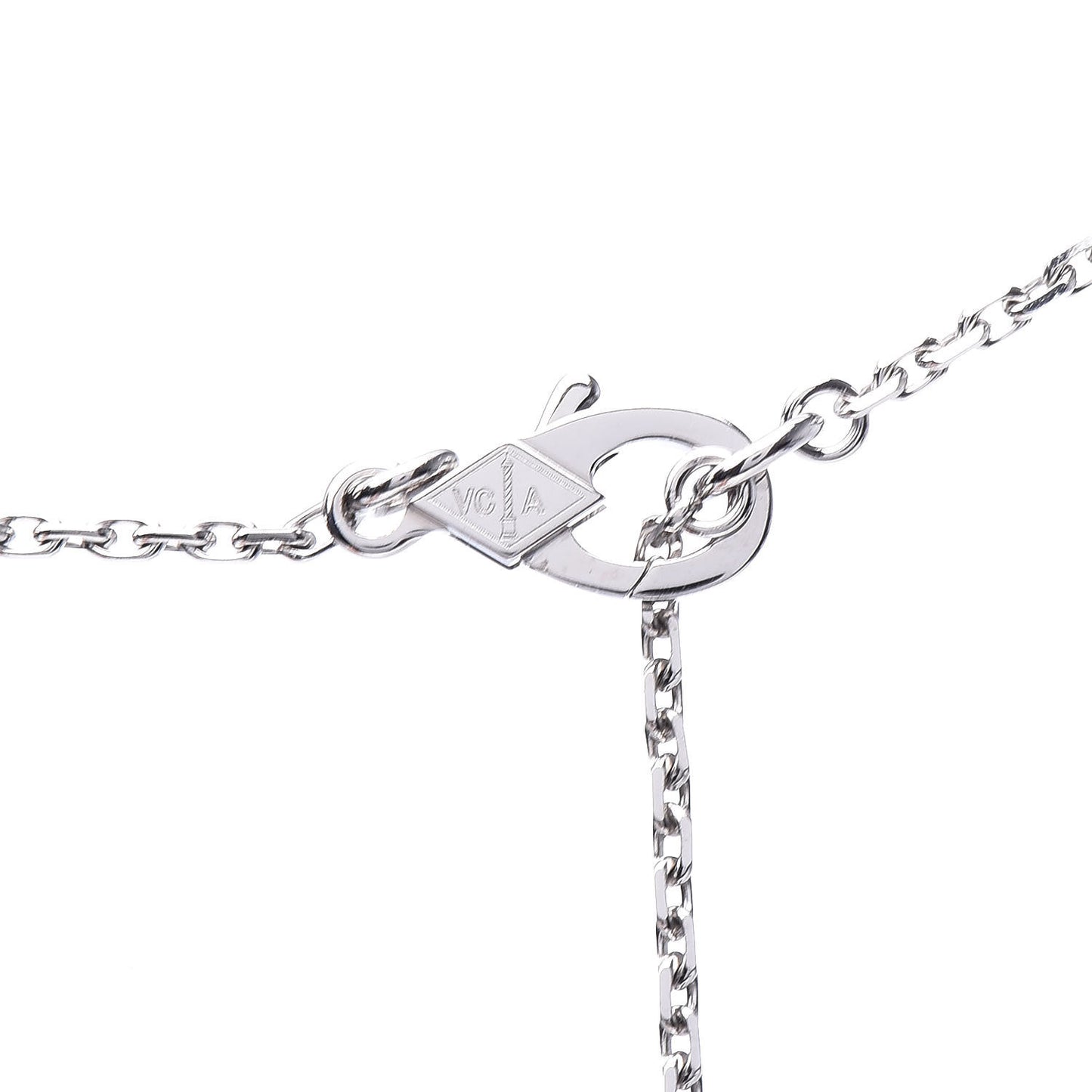 18K White Gold Mother of Pearl Vintage Alhambra Pendant Necklace