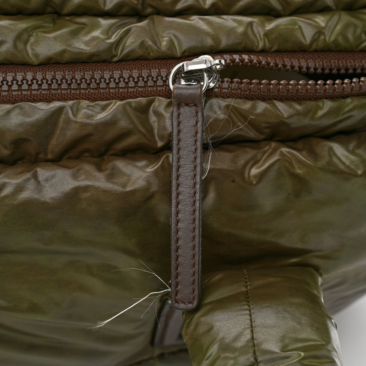 Nylon Quilted Medium Coco Cocoon Reversible Tote Khaki