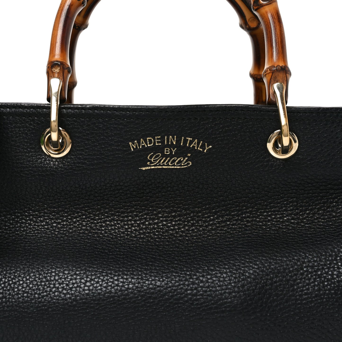 Pebbled Calfskin Medium Bamboo Shopper Tote Black