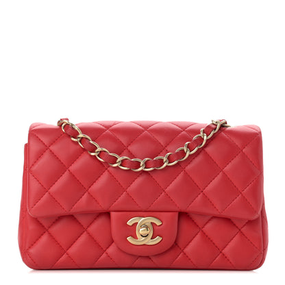 Chanel Lambskin Quilted Mini Rectangular Flap Red 1 of 11