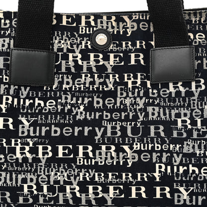 Burberry Canvas Logo Tote Black White 7 of 13