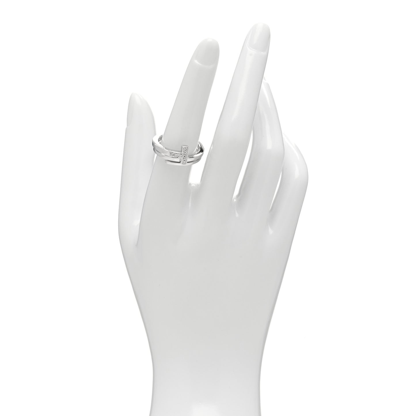 18K White Gold Diamond T Wrap Ring 54 6.75