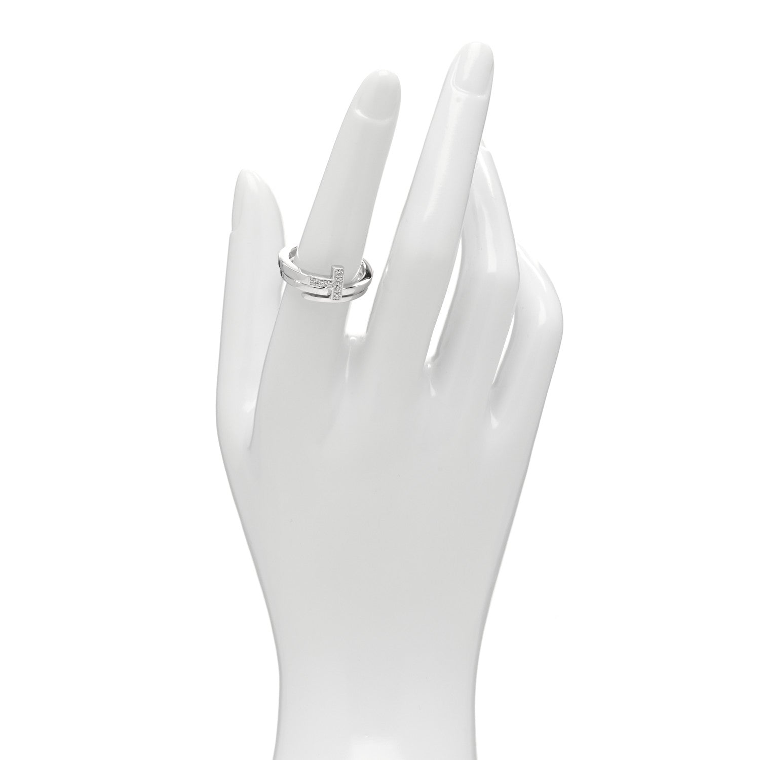 Tiffany 18K White Gold Diamond T Wrap Ring 54 6.75 2 of 4