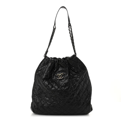 Chanel Distressed Glazed Caviar Quilted Large Elastic Tote Black 1 of 12