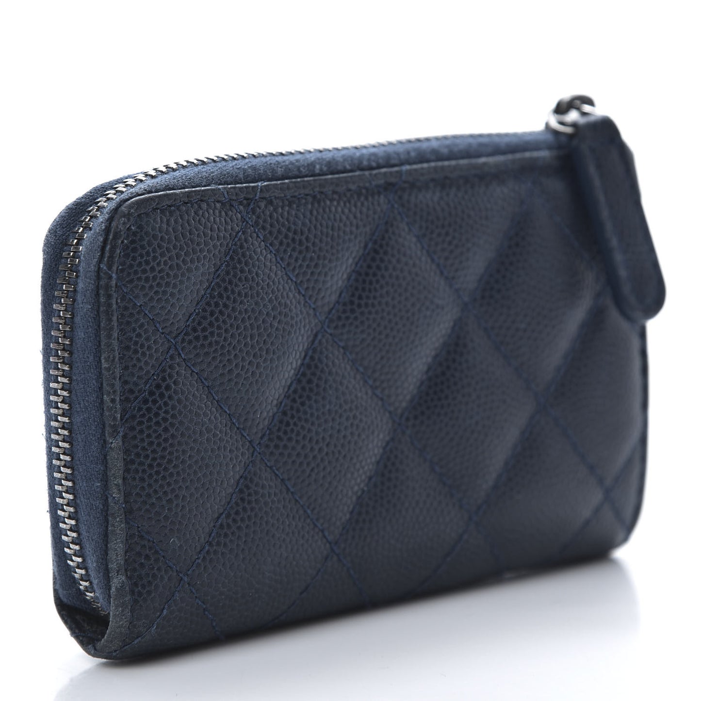 Caviar Quilted Key Holder Case Navy