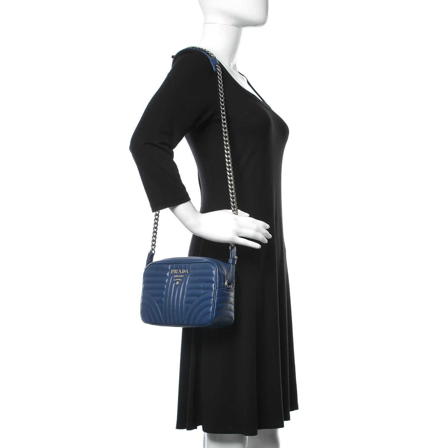 Prada Soft Calfskin Diagramme Crossbody Bag Bleuette 2 of 9