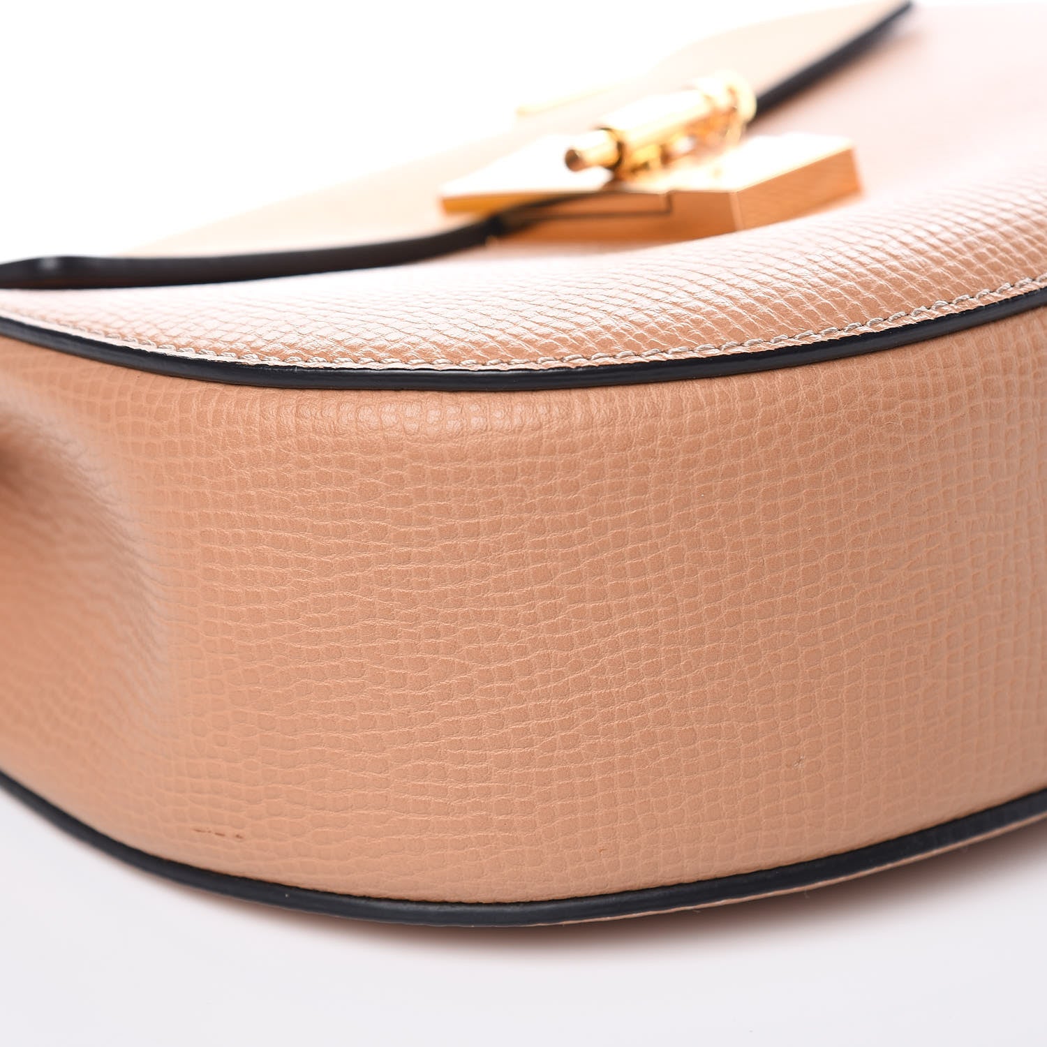 Chloe Grained Calfskin Lambskin Bi-Color Drew Shoulder Bag Wet Sand Sunflower 9 of 10