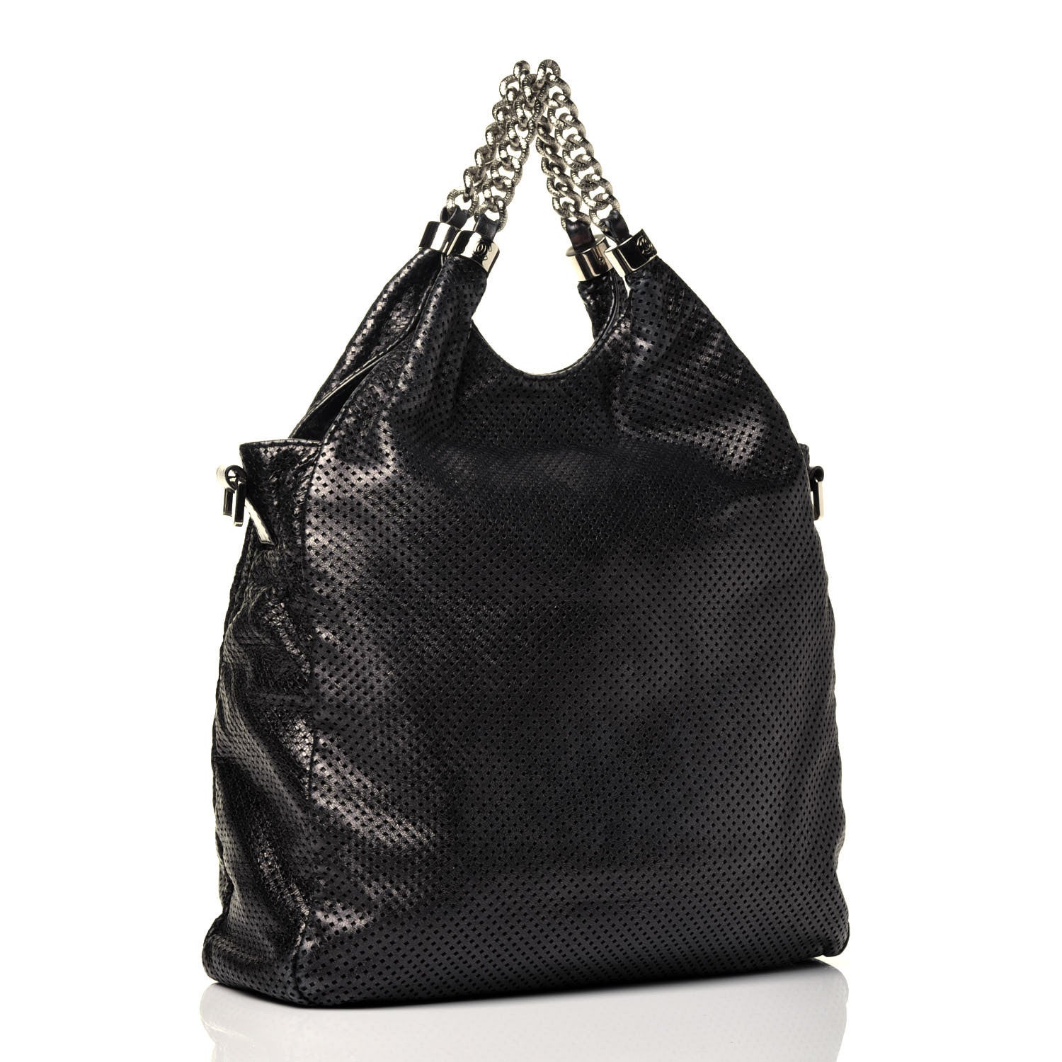 Chanel Glazed Calfskin Perforated Medium Rodeo Drive Tote Black 3 of 9