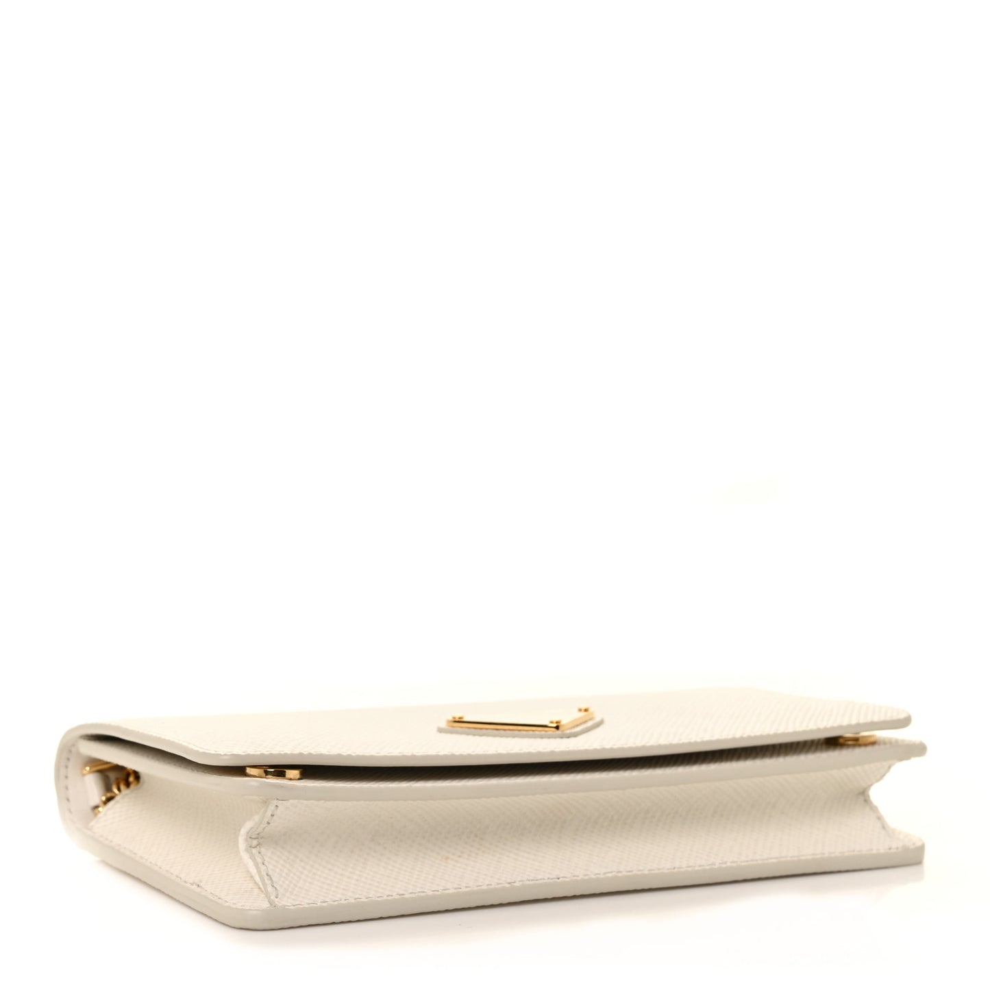 Saffiano Cuir Triangle Logo Miniborse White