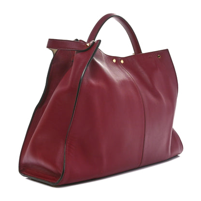 Fendi Vitello Seta Glazed Fabric FF 1974 Large Peekaboo X-Lite Barolo Mogano Panna 3 of 12