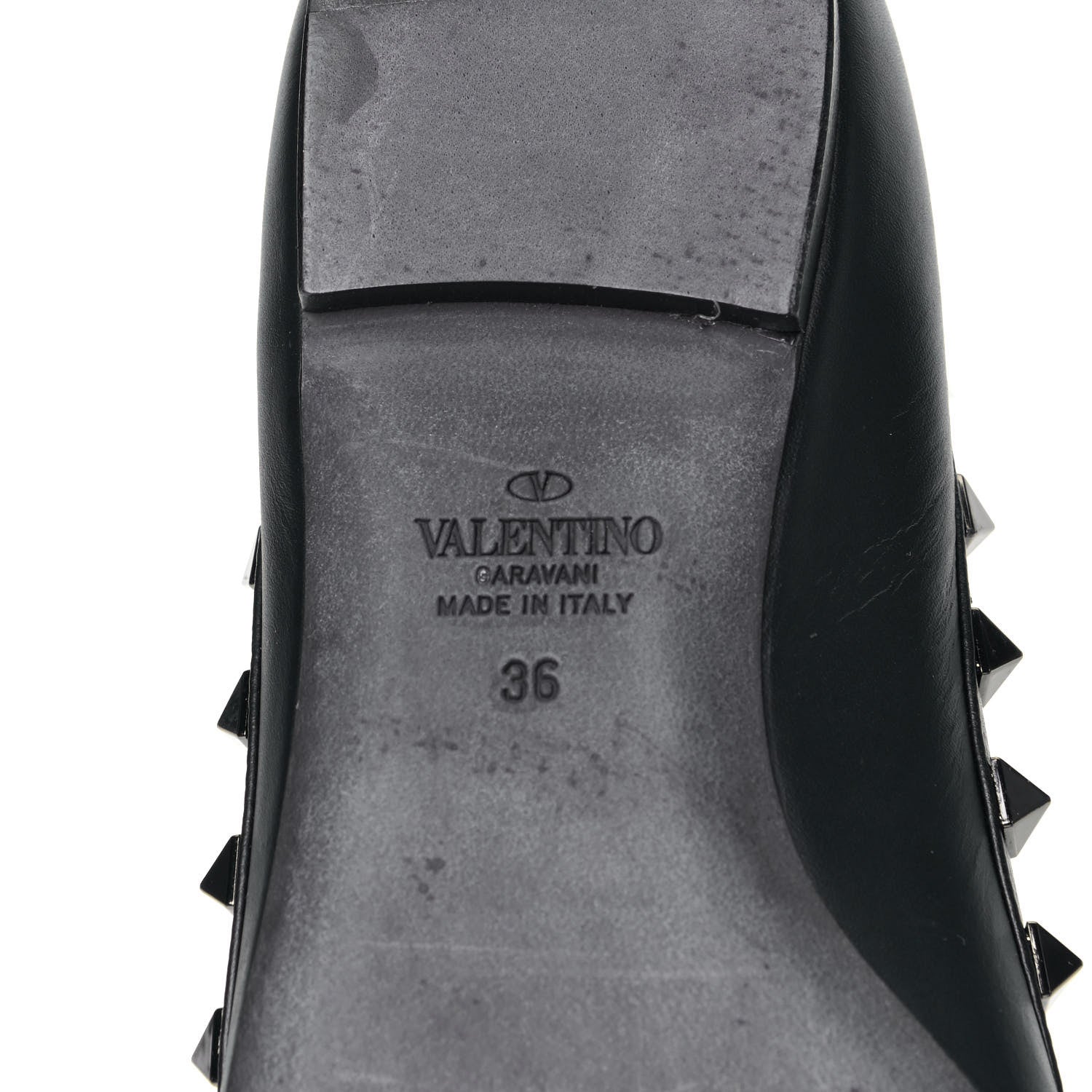 Valentino Garavani Calfskin Rockstud Ballerina Flats 36 Black 7 of 11