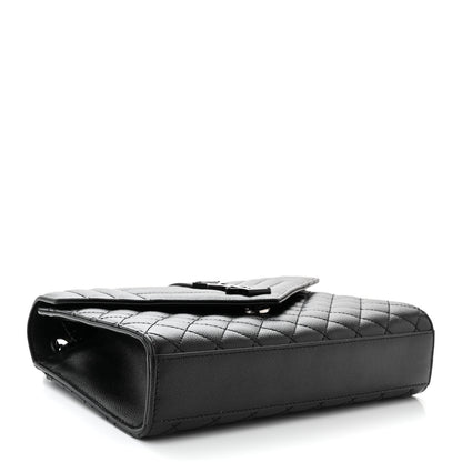Saint Laurent Grain De Poudre Textured Mixed Matelasse Triquilt Medium Monogram Monochrome Satchel Black 4 of 11