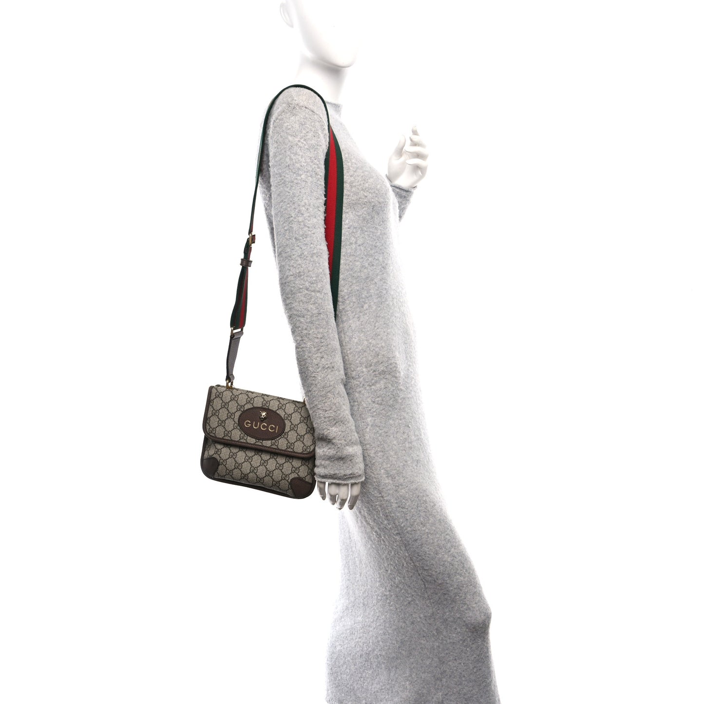 GG Supreme Monogram Web Small Neo Vintage Double Flap Messenger Bag Beige New Acero