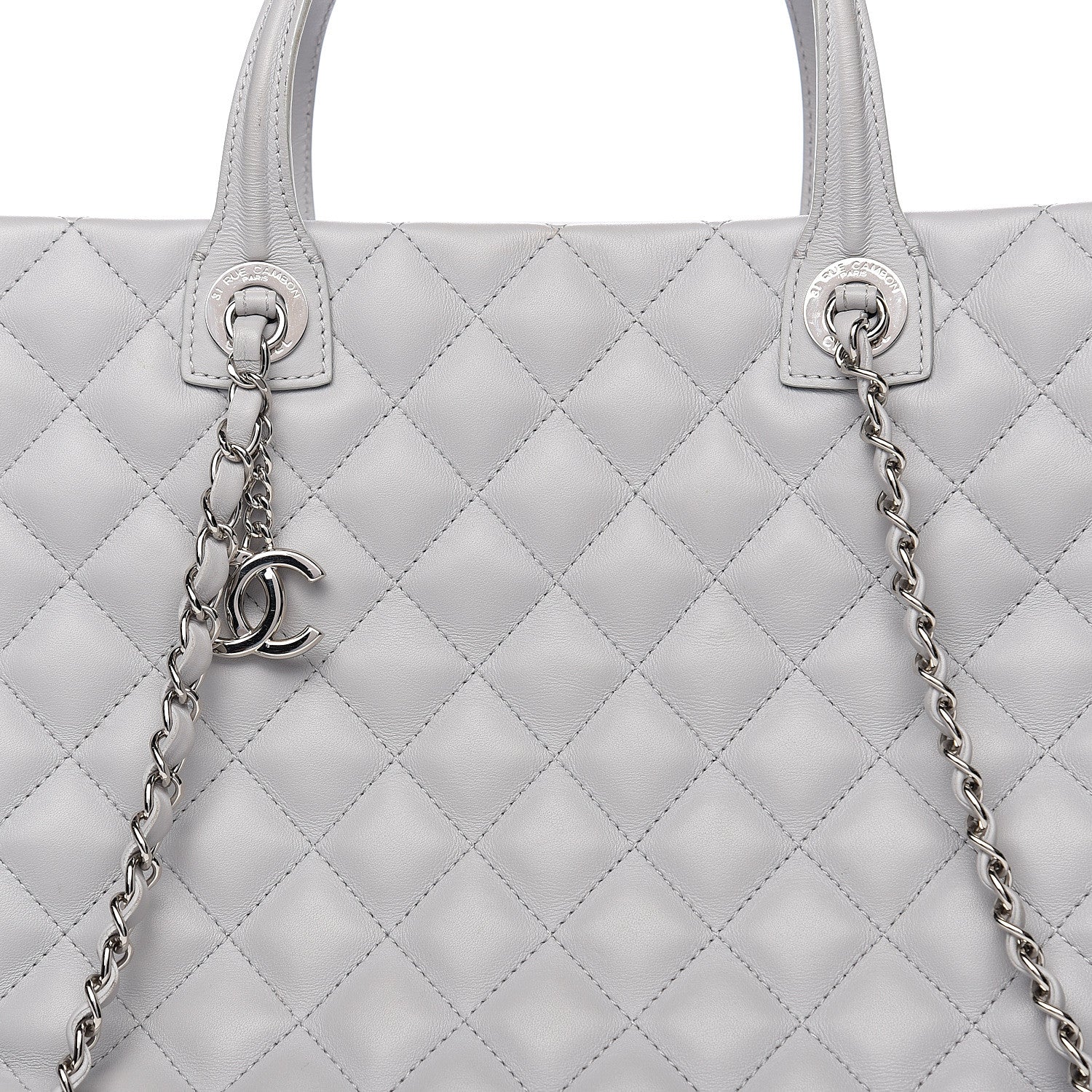 Chanel Calfskin Quilted Large Easy Shopping Tote Grey 7 of 12