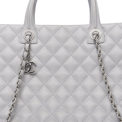 Chanel Calfskin Quilted Large Easy Shopping Tote Grey 7 of 12