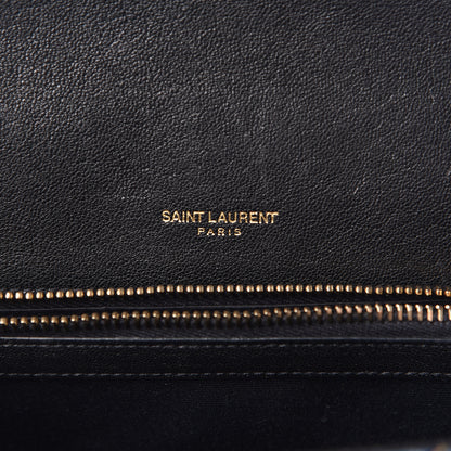 Saint Laurent Denim Matelasse Chevron Summer Embroidered Monogram Medium College Bag Blue 7 of 16