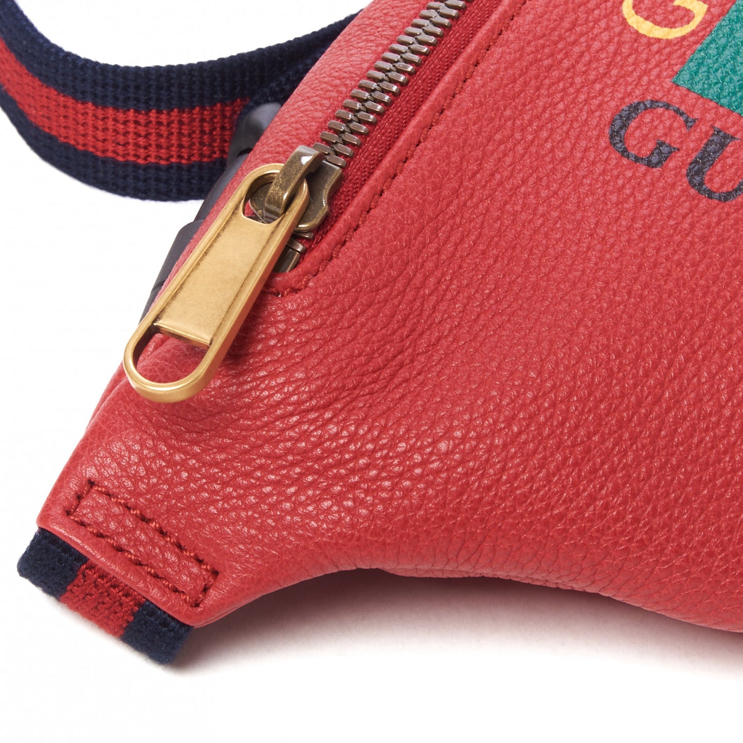 Grained Calfskin Small Logo Belt Bag Hibiscus Red