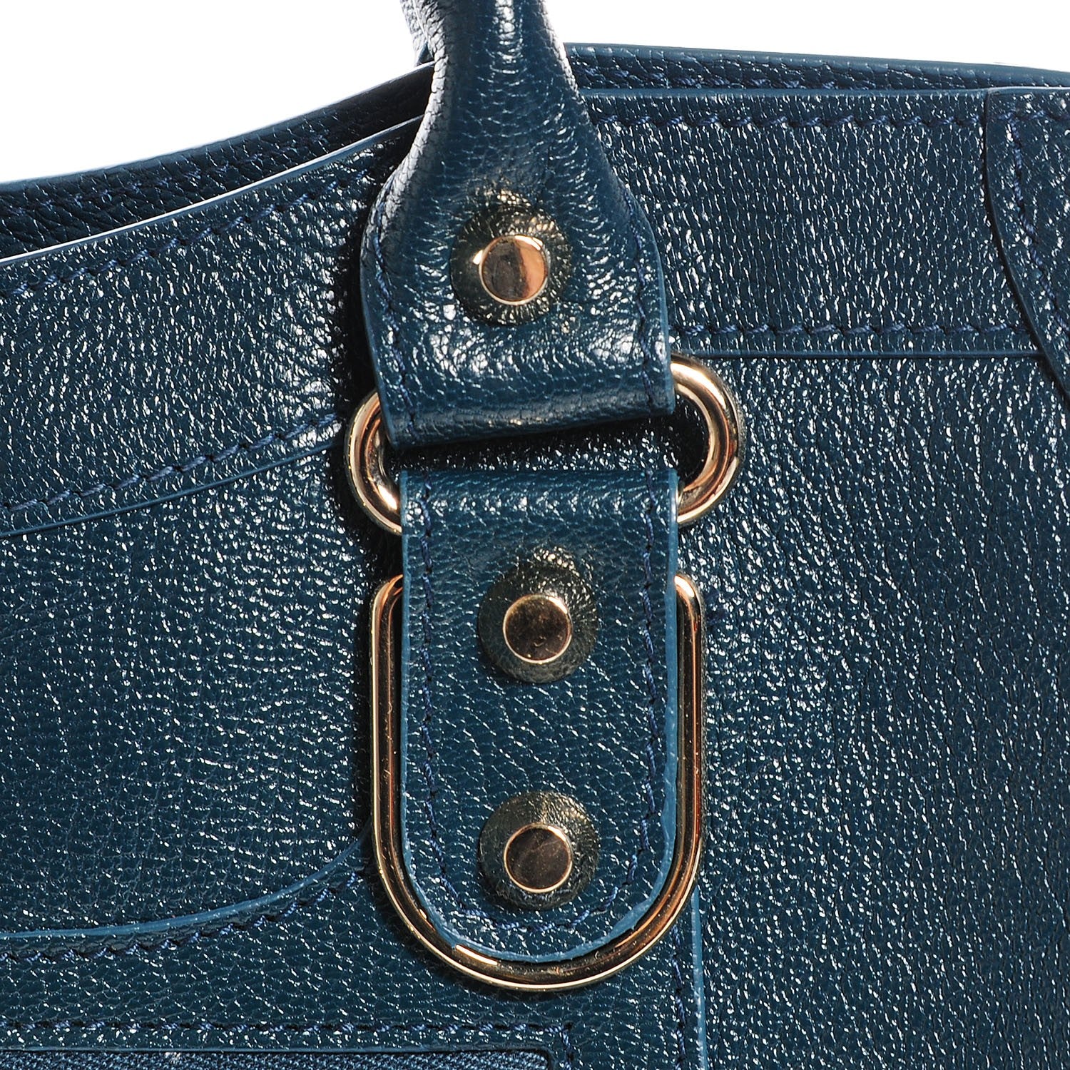 Balenciaga Chevre Gold Metallic Edge Hardware City Bleu Paon 8 of 14