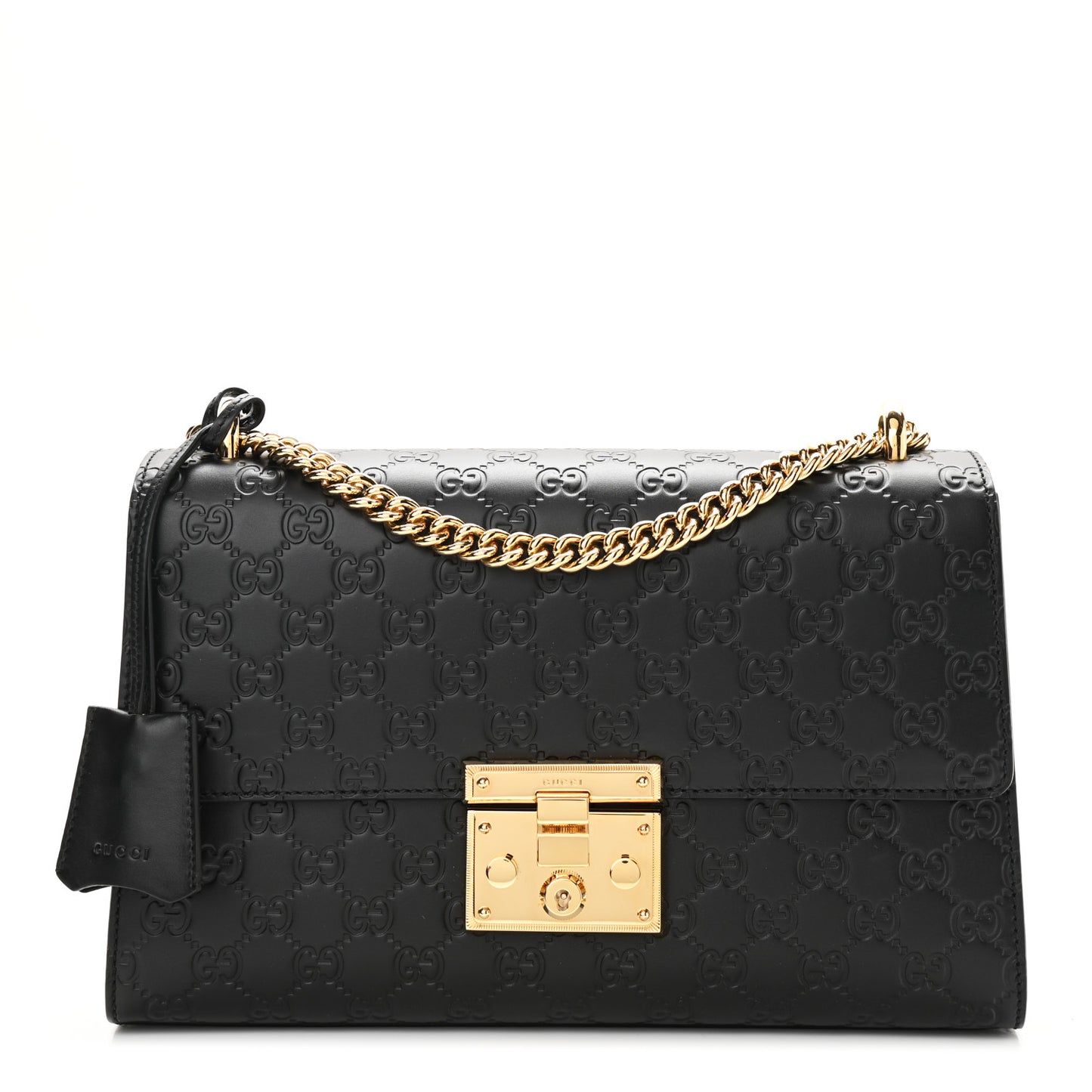 Guccissima Medium Padlock Shoulder Bag Black
