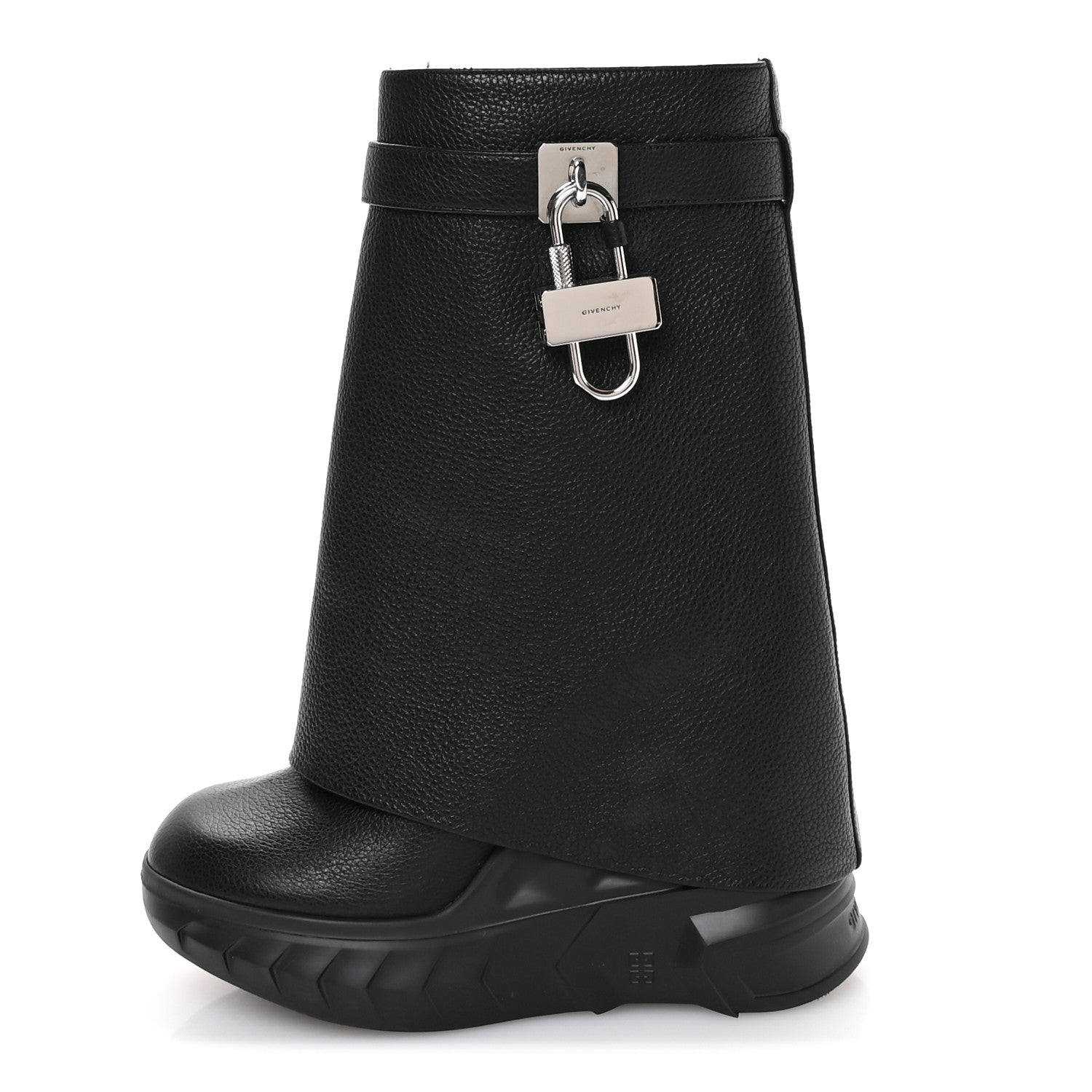 Givenchy Grained Calfskin Shark Lock Biker Ankle Boots 36 Black 1 of 8