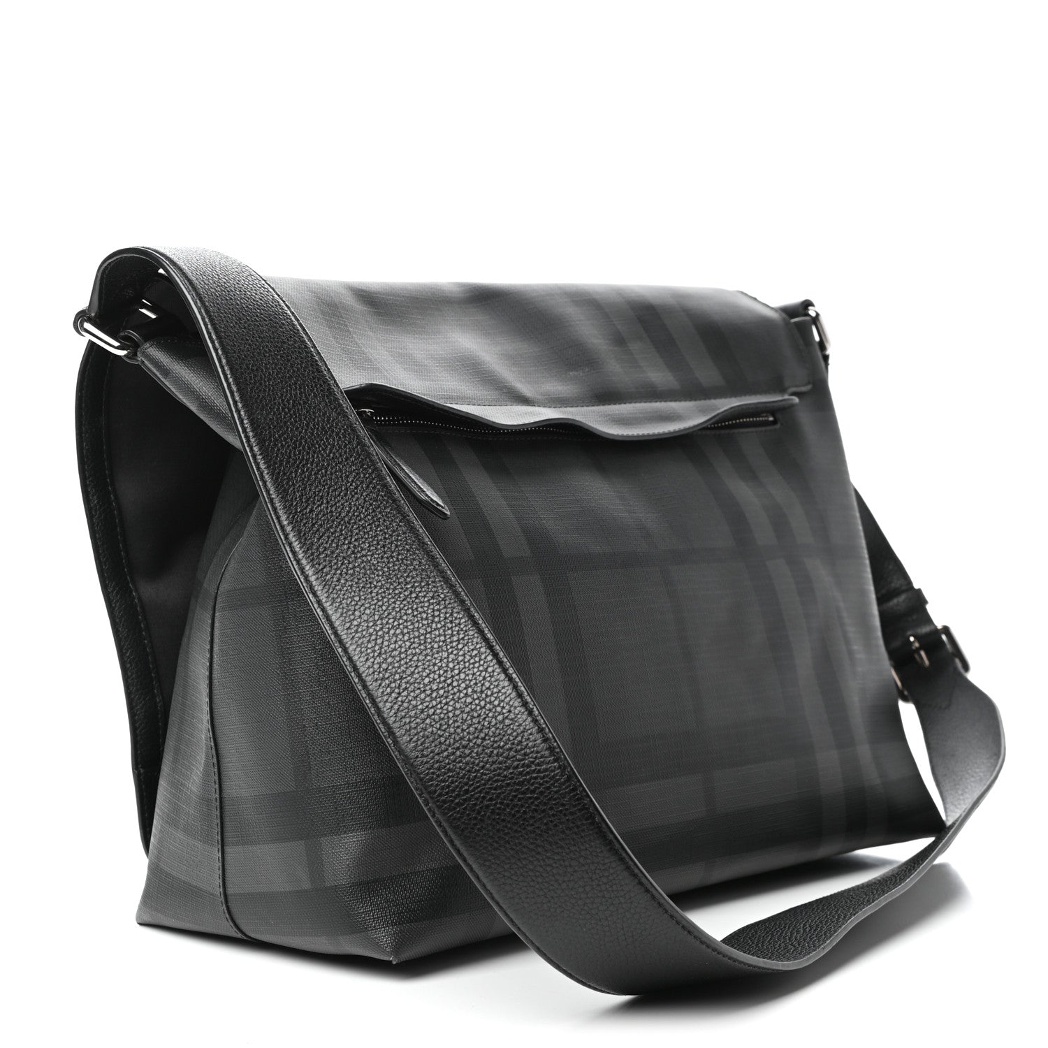 Burberry Smoked Check Logo Graphic Burleigh Messenger Bag Black 3 of 8