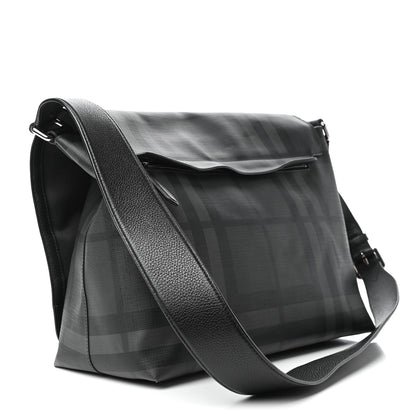 Burberry Smoked Check Logo Graphic Burleigh Messenger Bag Black 3 of 8
