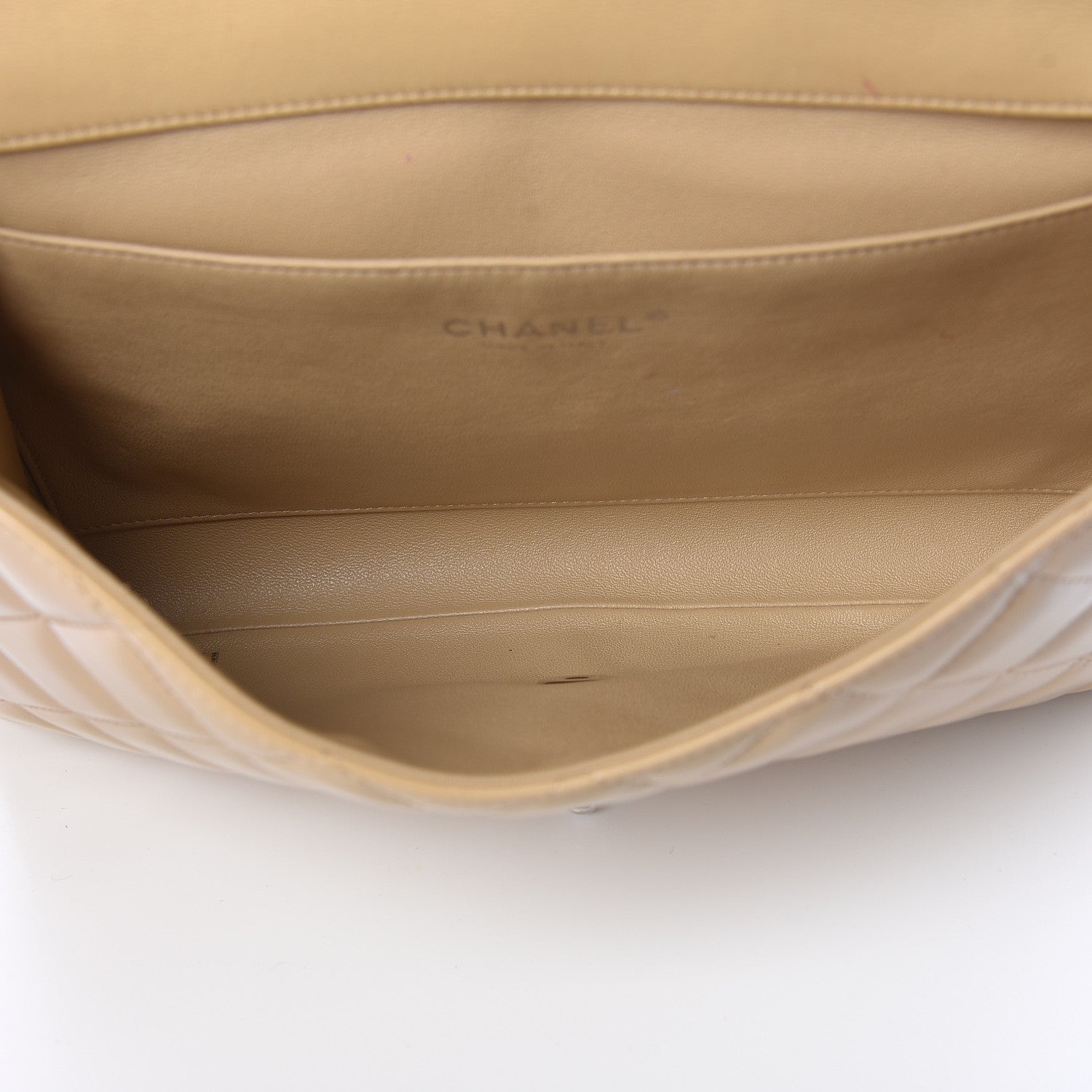 Chanel Patent Quilted Clutch with Chain Flap Beige 5 of 14
