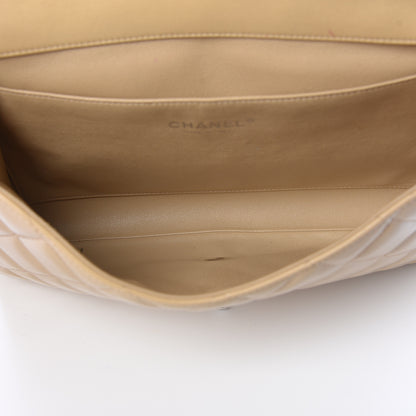 Chanel Patent Quilted Clutch with Chain Flap Beige 5 of 14