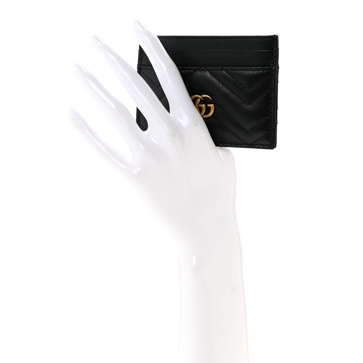 Calfskin Matelasse GG Marmont Card Holder Black