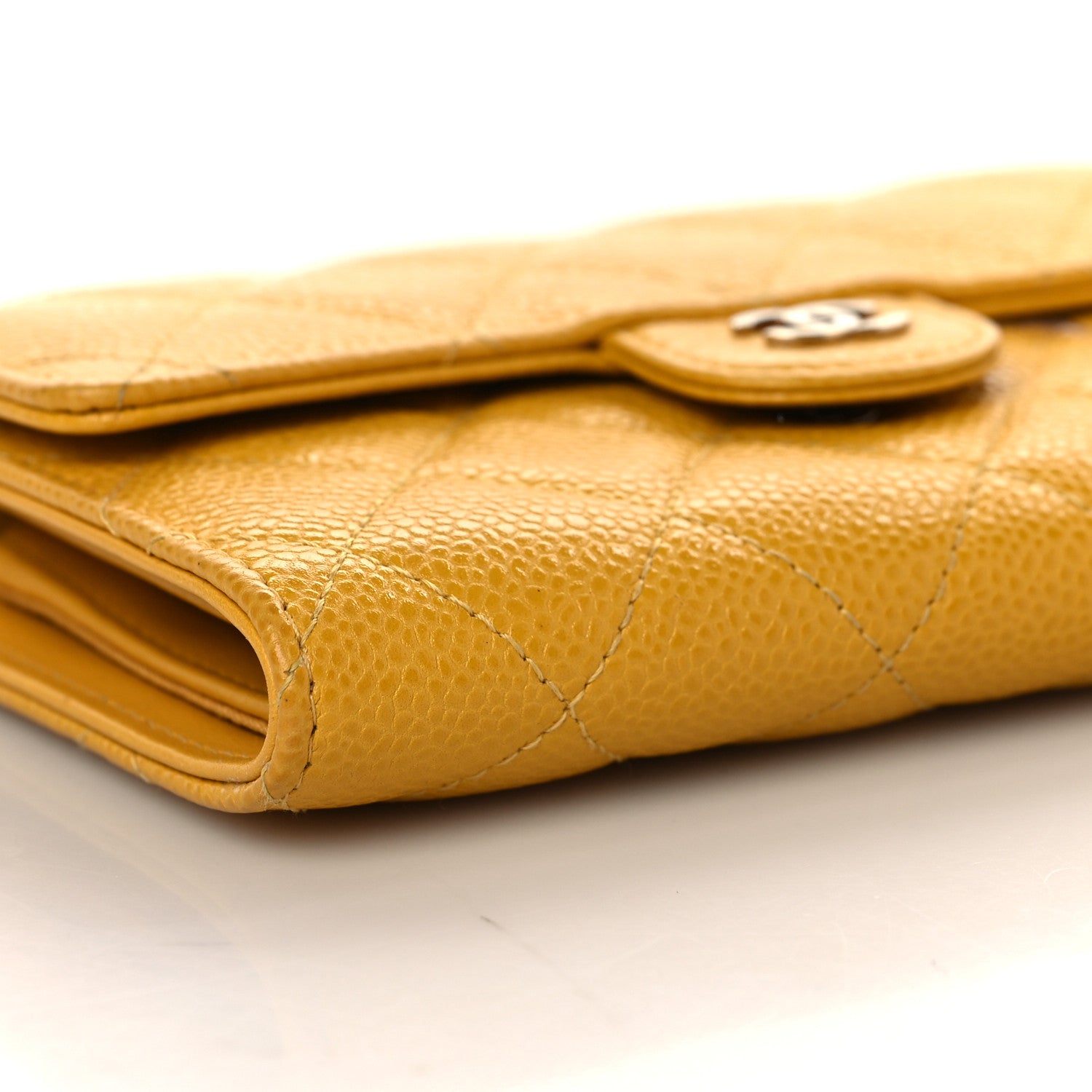 Chanel Caviar Quilted Medium Flap Wallet Yellow 9 of 11