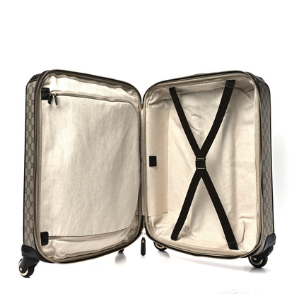 Gucci GG Supreme Monogram Selleria Calfskin Four Wheel Carry On Suitcase Beige Ebony Cocoa 4 of 9