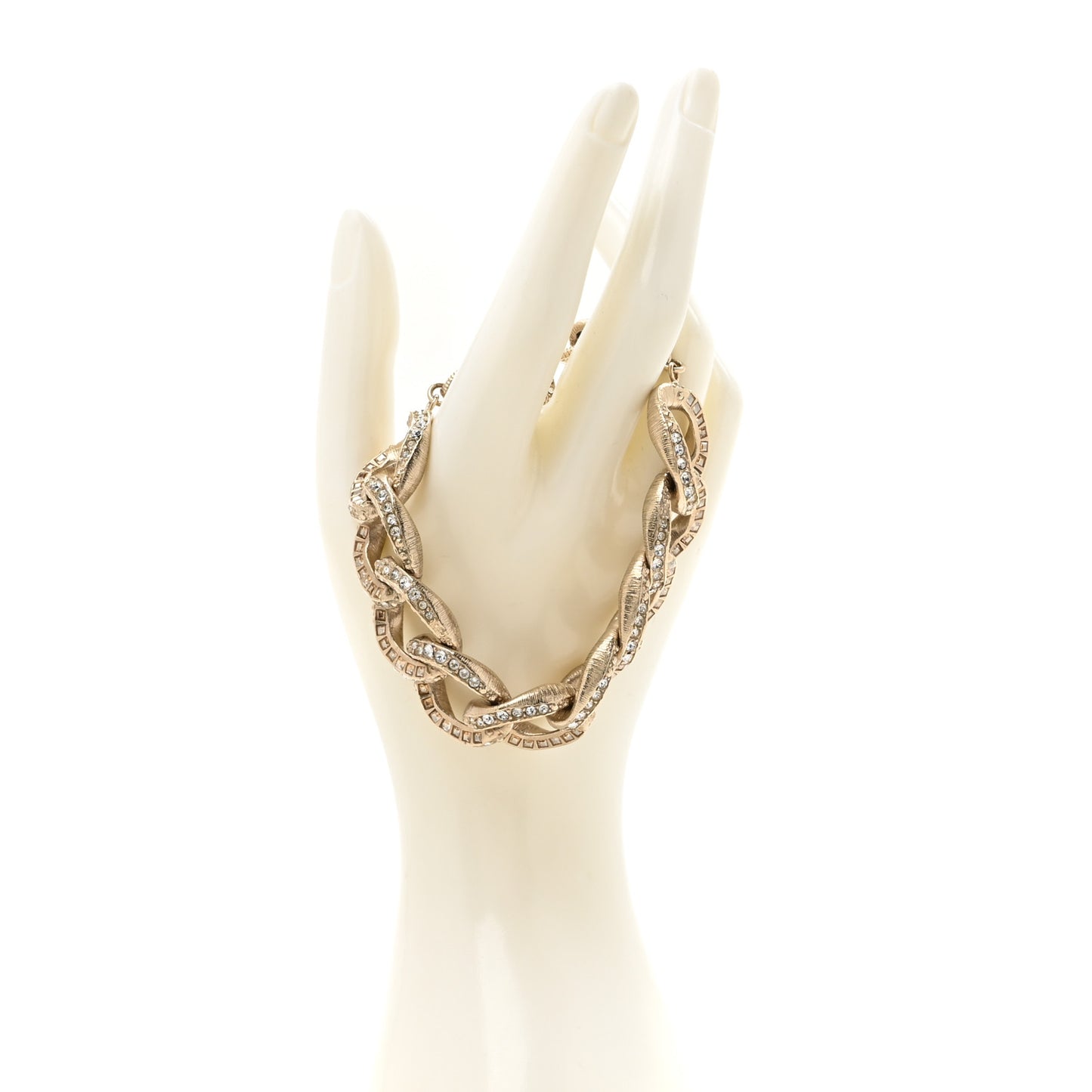 Baguette Crystal Quilted CC Chain Bracelet Gold