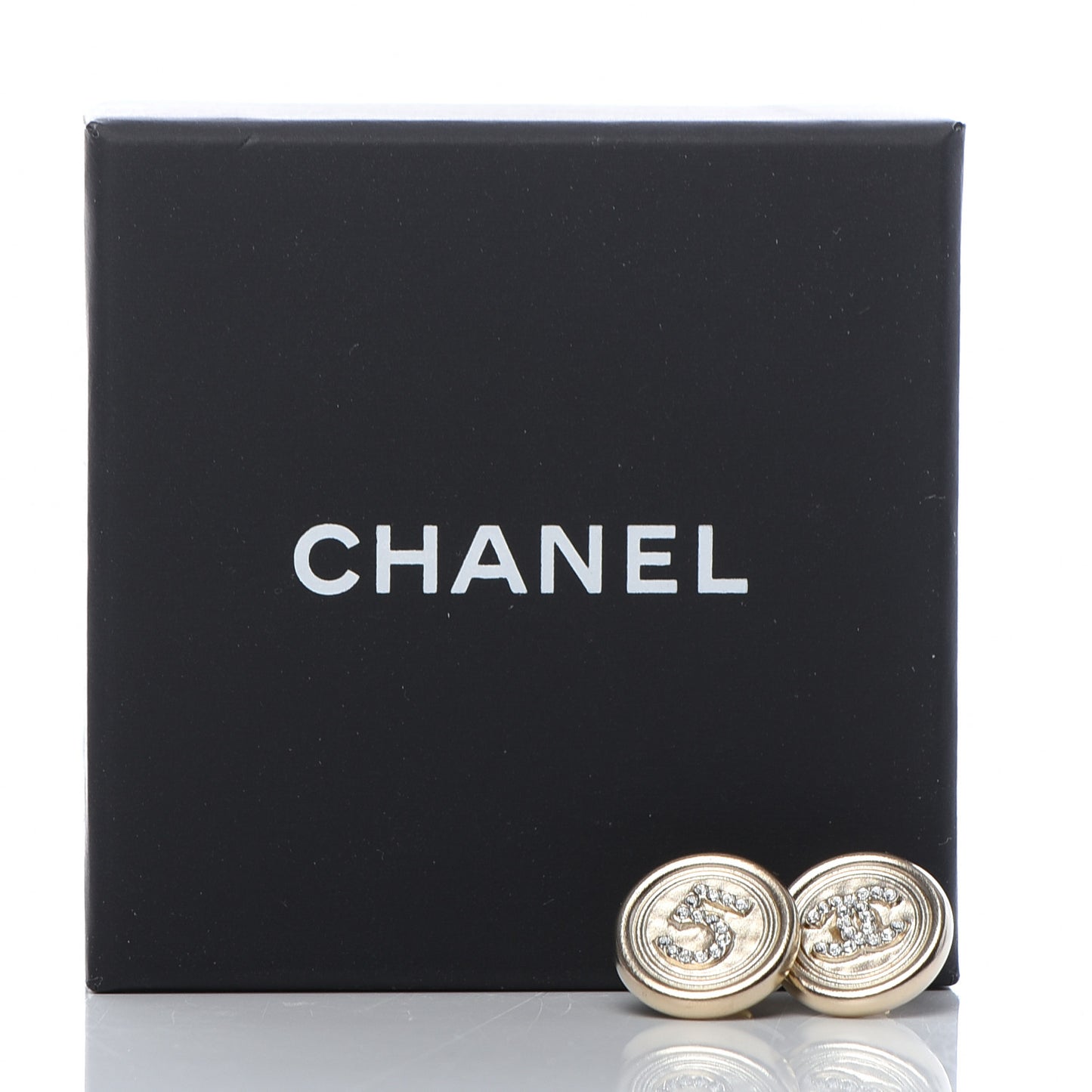 Crystal CC Round Earrings Light Gold