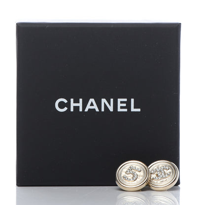 Chanel Crystal CC Round Earrings Light Gold 5 of 5