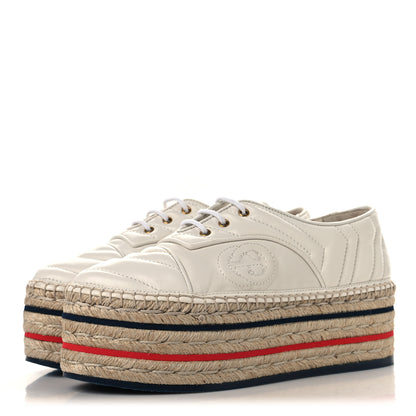 Gucci Nappa Matelasse GG Pilar Flatform Lace-Up Espadrilles 36.5 Great White 4 of 9