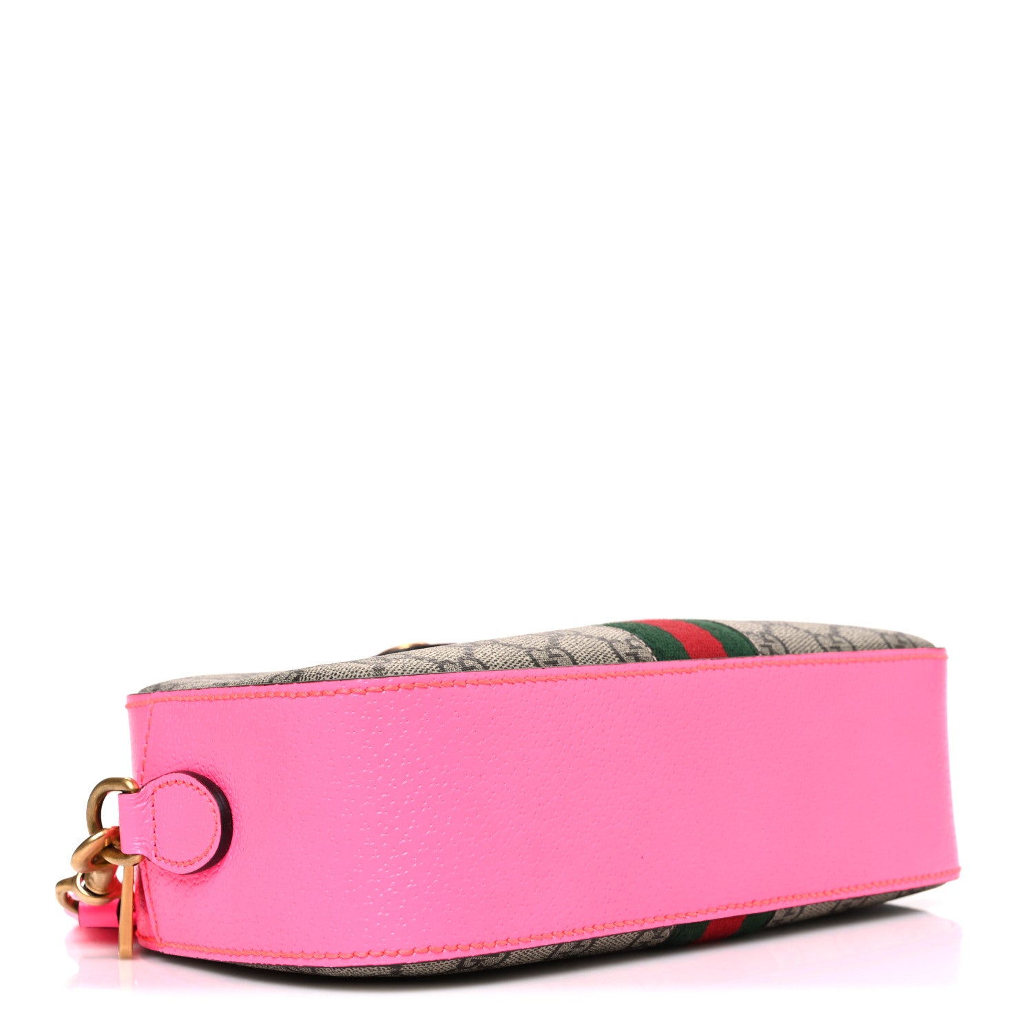 Gucci GG Supreme Monogram Textured Dollar Calfskin Web Ophidia Small Crossbody Bag Beige Ebony Fuchsia 4 of 10