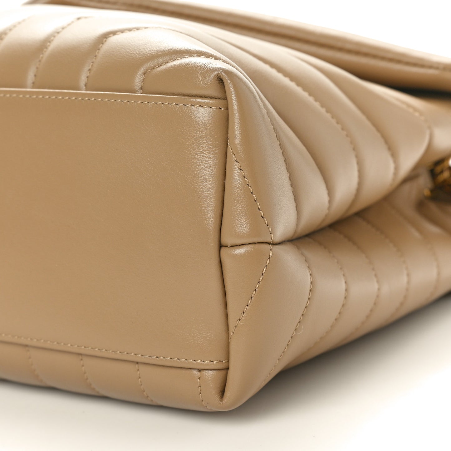 Calfskin Y Quilted Monogram Medium Loulou Chain Satchel Dark Beige