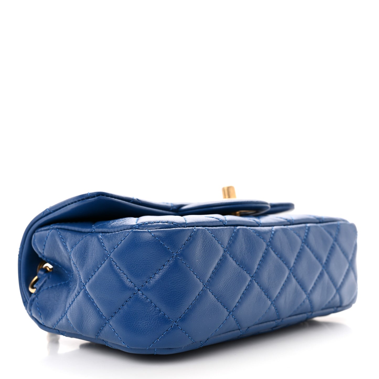 Lambskin Quilted Pearl Crush Mini Rectangular Flap Blue