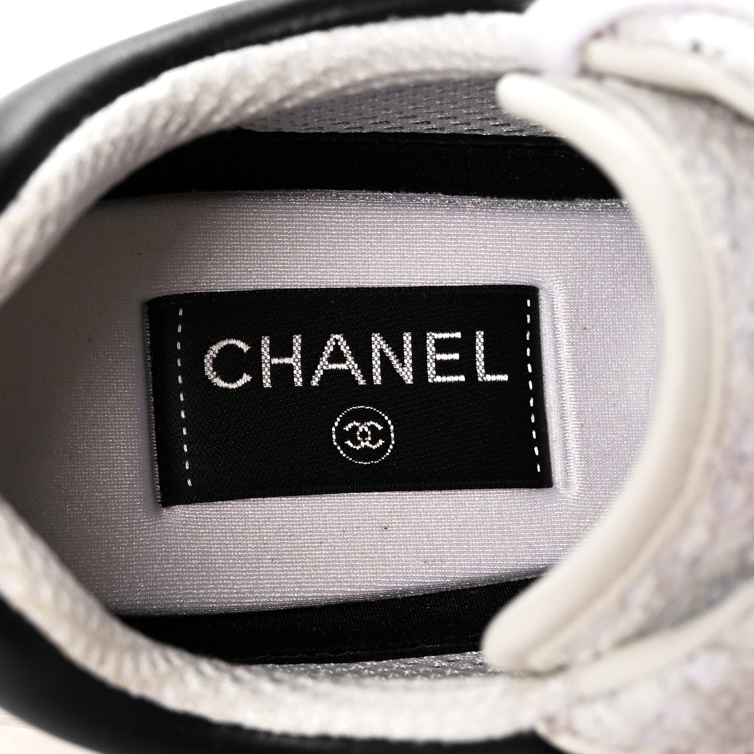 Chanel Tweed Suede Calfskin CC Sneakers 41 Black White 6 of 7
