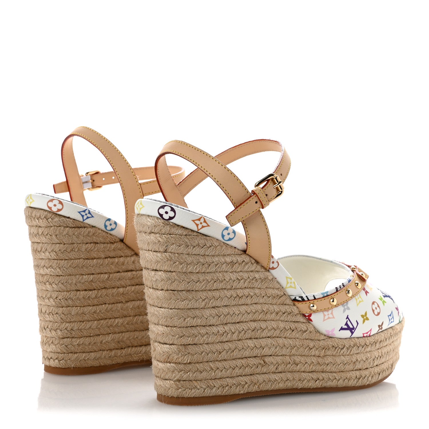 Louis Vuitton LV X TM Monogram Multicolor Helios Wedge Sandals 40 White 5 of 10