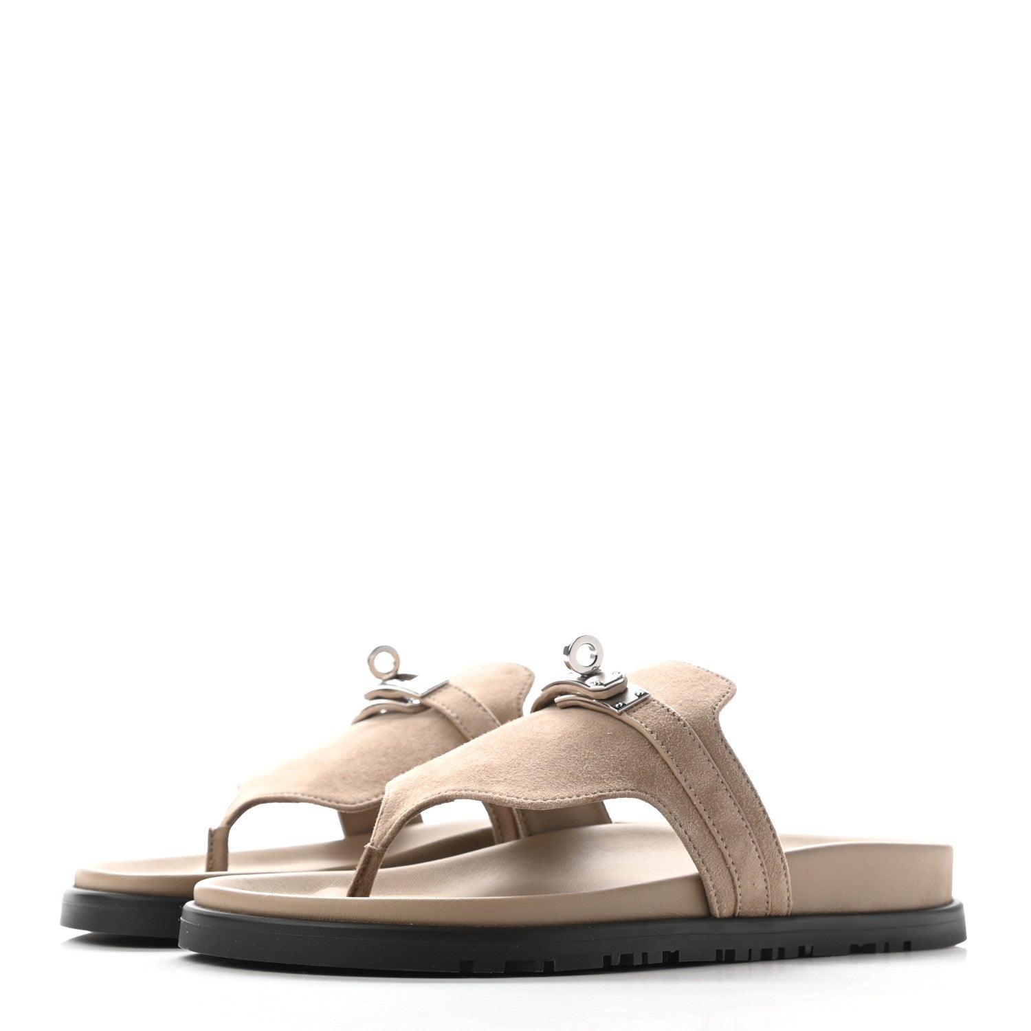 Hermes Suede Goatskin Womens Empire Sandals 36 Beige Sable 3 of 7