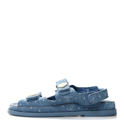 Chanel Denim CC Dad Sandals 38.5 Light Blue 39 Blue 1 of 9