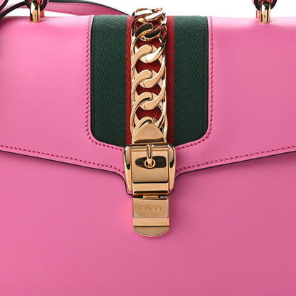 Gucci Vitello Fontanella Web Medium Sylvie Top Handle Bag Pink Tropical Flower 10 of 11