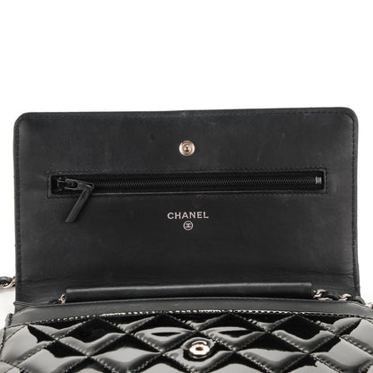 Chanel Patent Quilted Wallet On Chain WOC Black 11 of 11