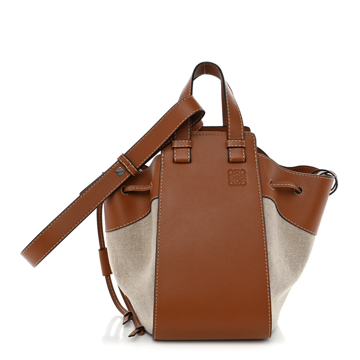 Loewe Calfskin Canvas Medium Hammock Shoulder Bag Natural Tan 1 of 10