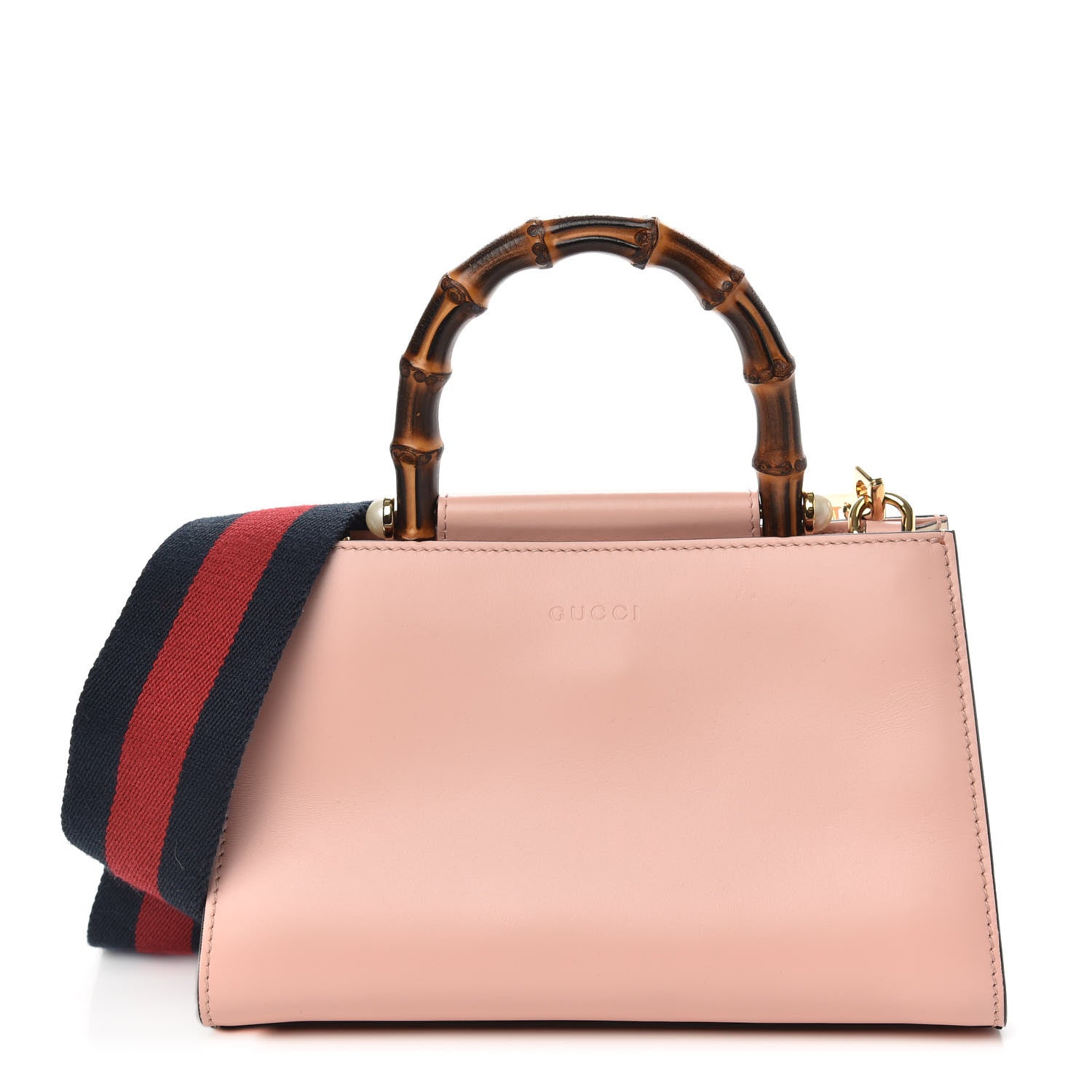 Gucci Nappa Bamboo Web Mini Nymphaea Top Handle Bag Perfect Pink Mystic White 1 of 11