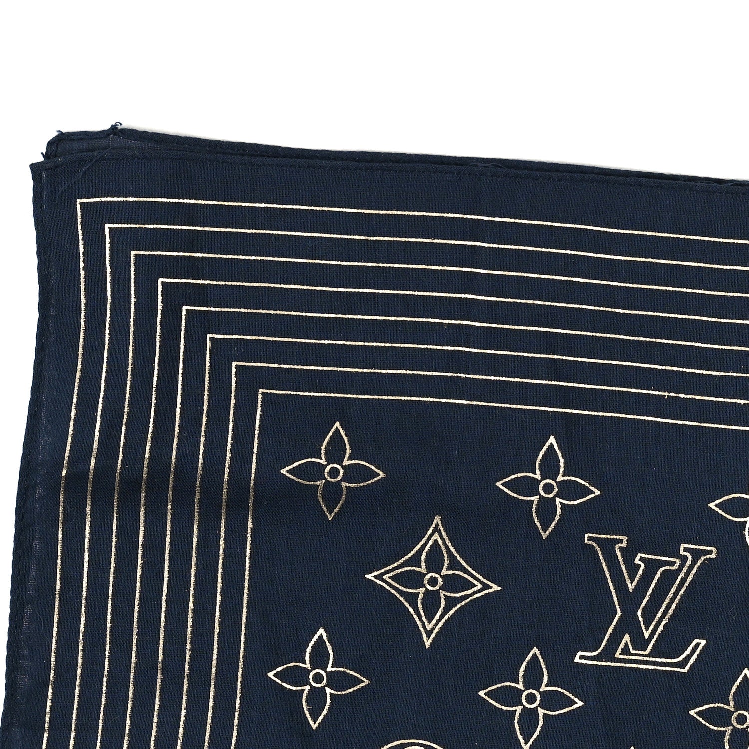 Louis Vuitton Cotton Monogram Bandana Scarf Blue 3 of 3