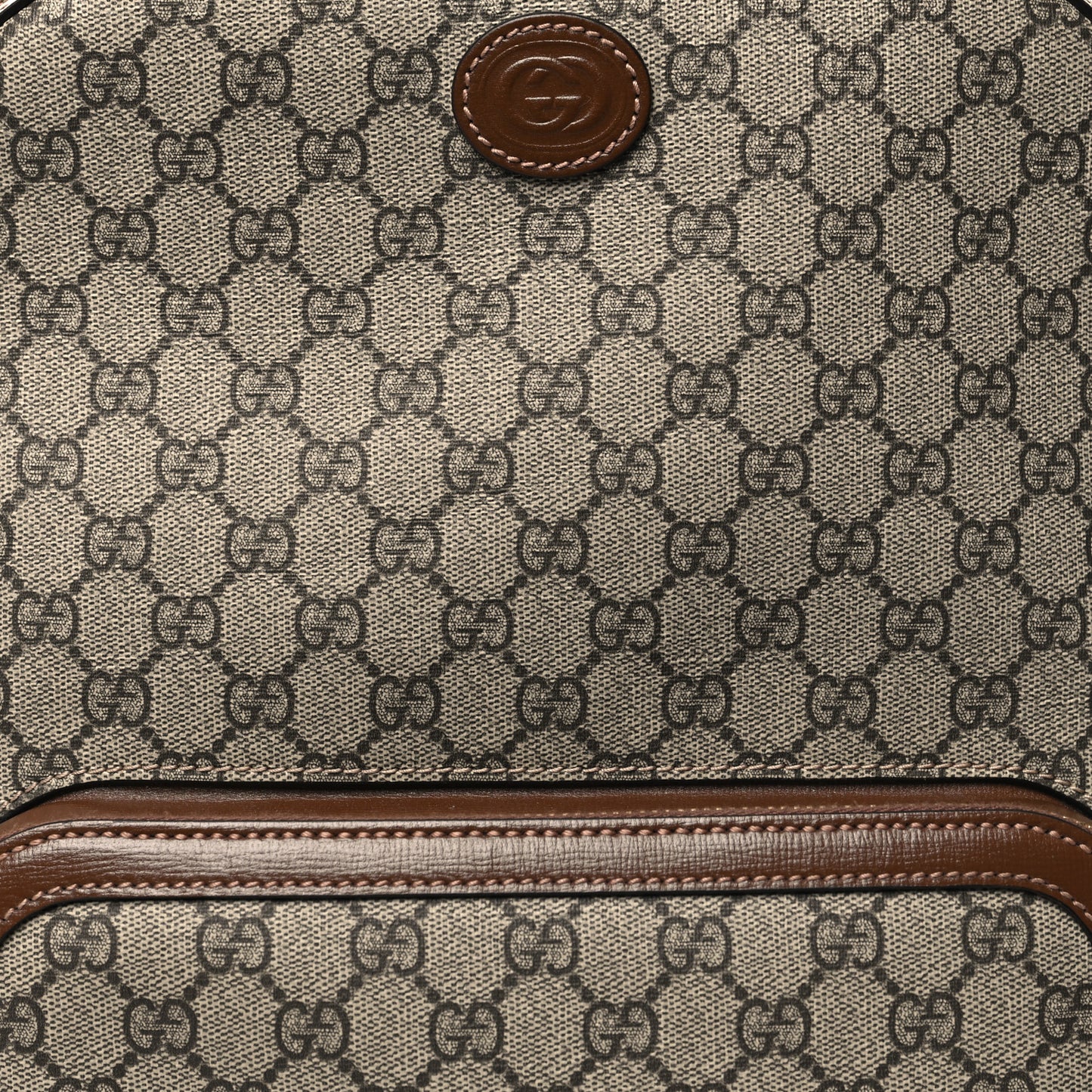 GG Supreme Monogram Textured Calfskin Retro Interlocking G Backpack Brown Beige