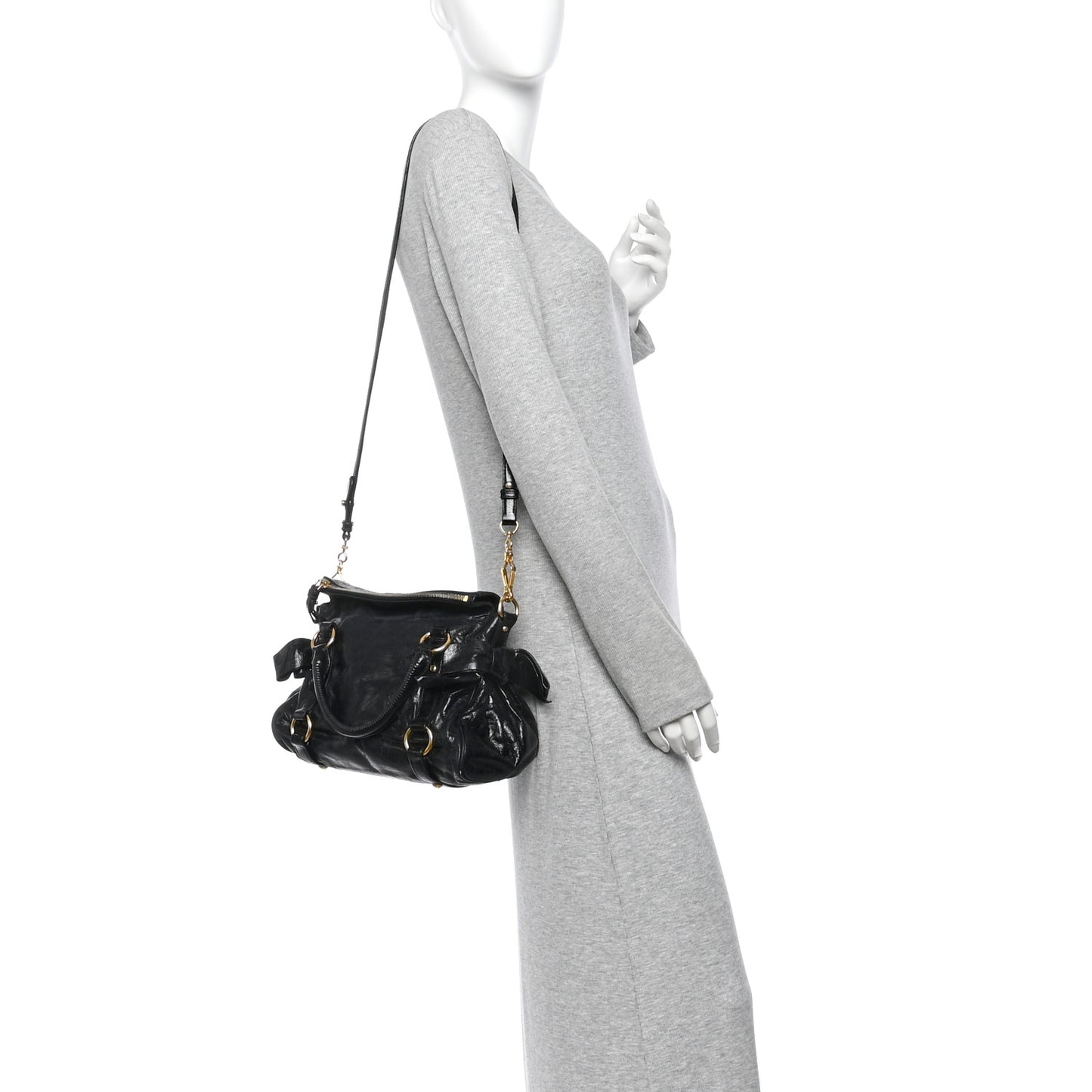 Vitello Lux Mini Bow Bag Black
