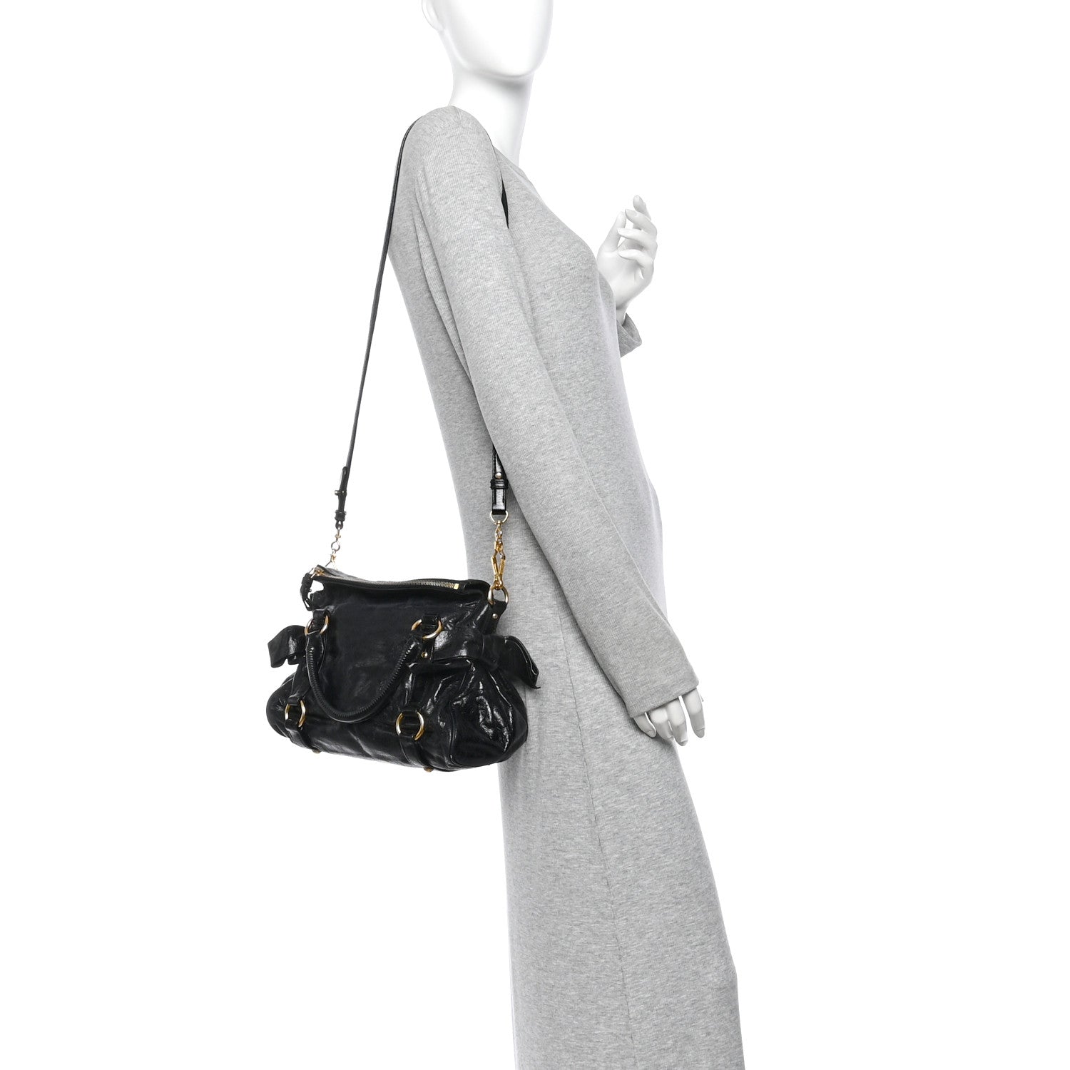 Miu Miu Vitello Lux Mini Bow Bag Black 2 of 10